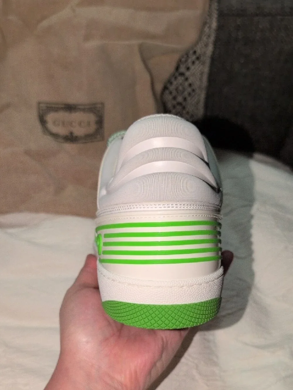 Gucci Basket Low Sneaker LEFT SHOE ONLY White Green Demetra Men's 11